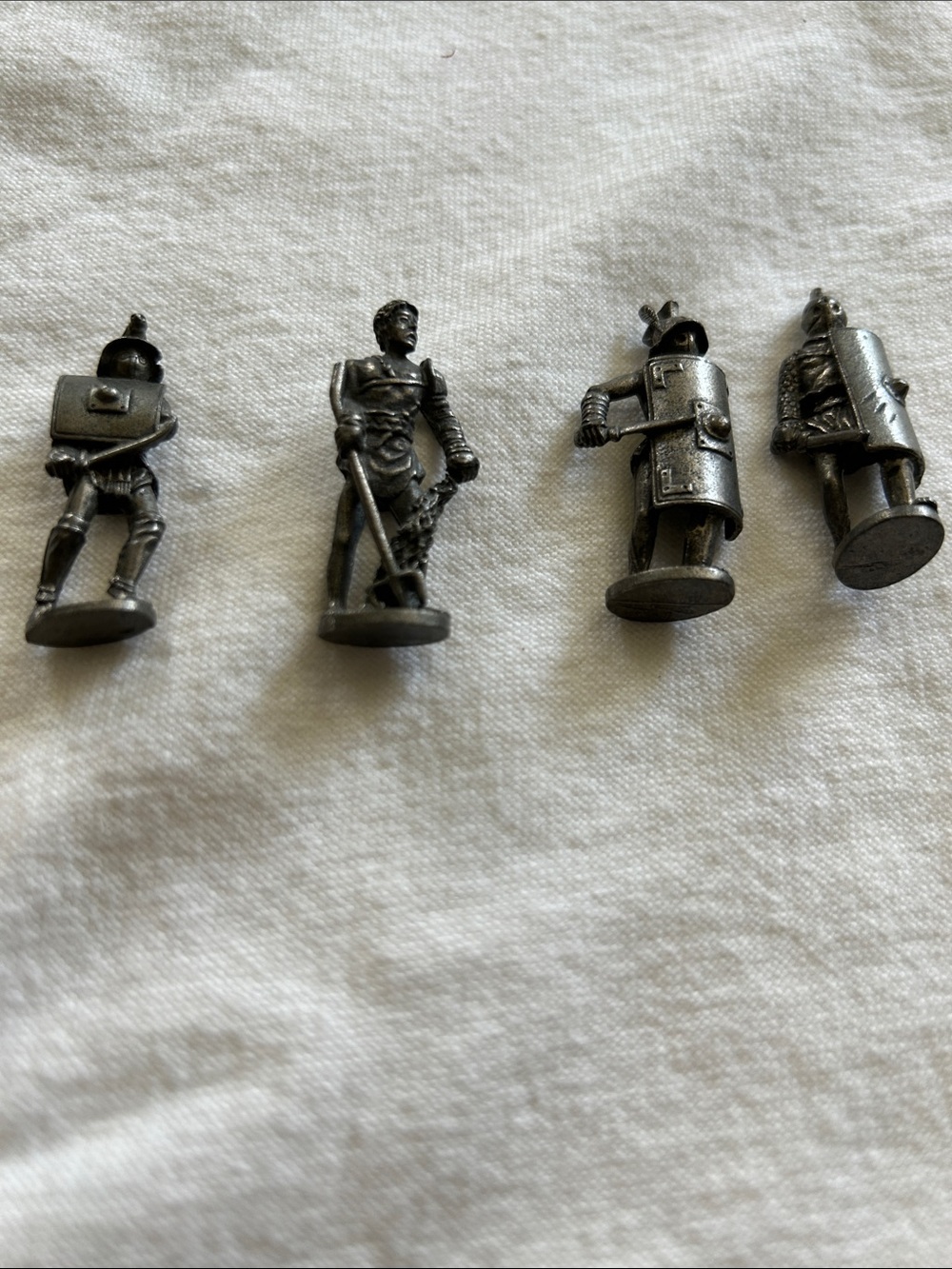 Vintage Silver Tone Roman Gladiator Knight Miniature Figures - Set of 4